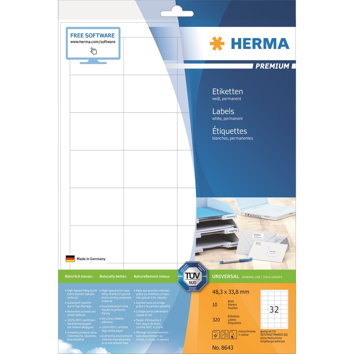 Etiketter print selv HERMA Premium 48,3x33,8 (320)
