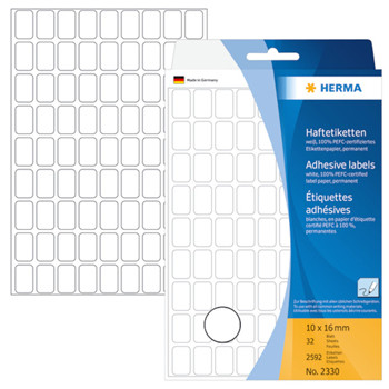 Etiketter - Herma - 10x16 mm - Hvid - 2592 stk