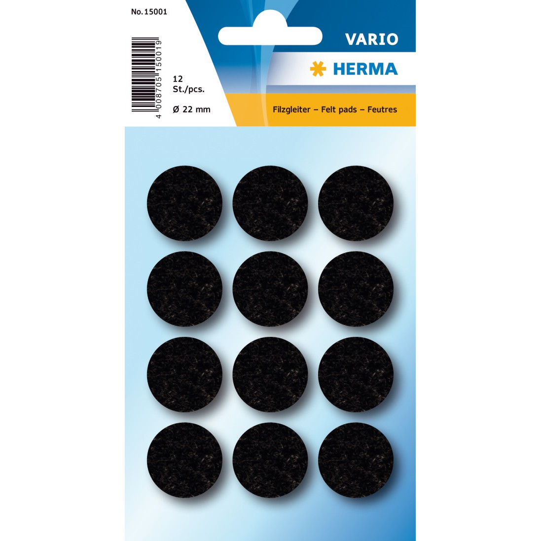10 stk. Dupper til stoleben - HERMA Ø22mm - Sort - Filt - Køb minimum 10 stk.
