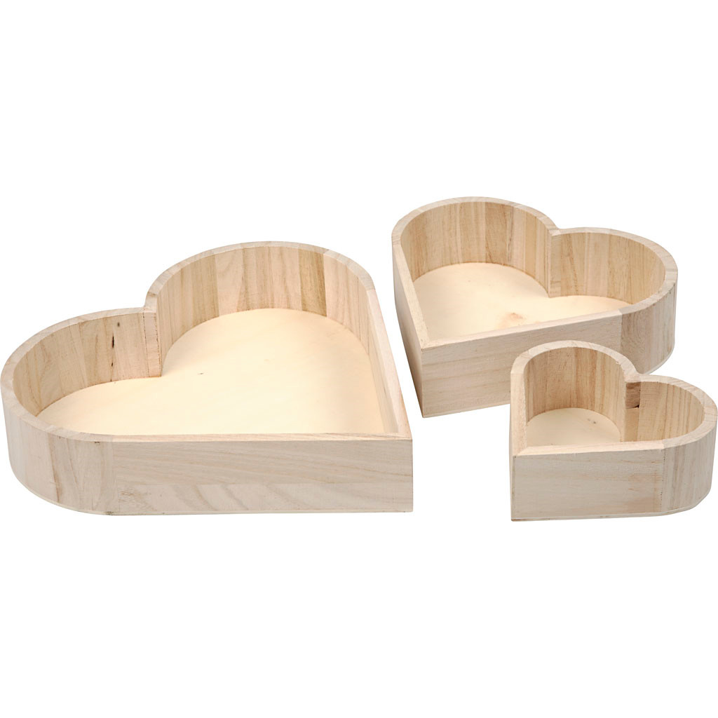 Hjerteskåle kejsertræ højde 13 - 25 cm dybde 5 - 5,2 cm | 3 stk