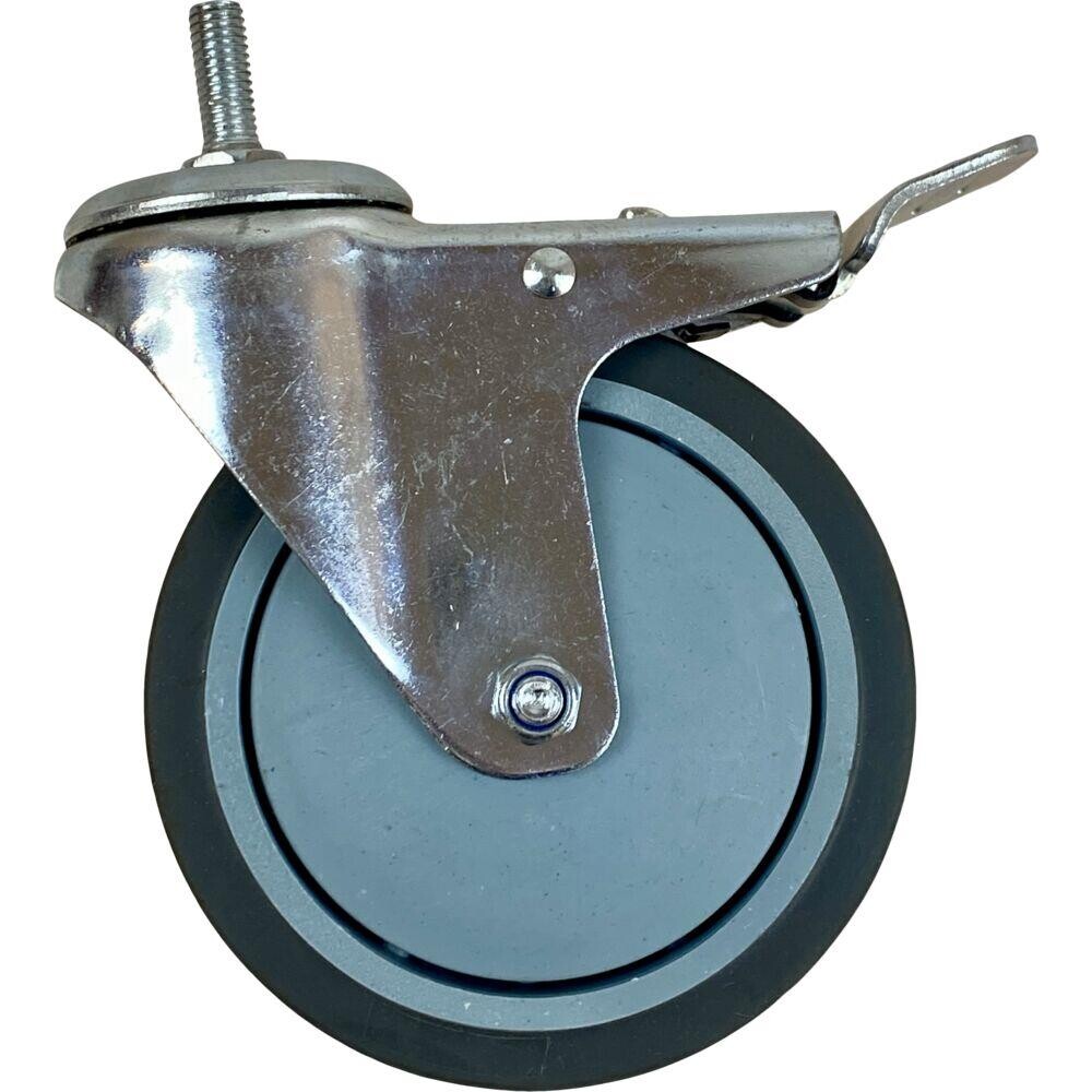Hjul Ø120mm grå metal gummi med bremse