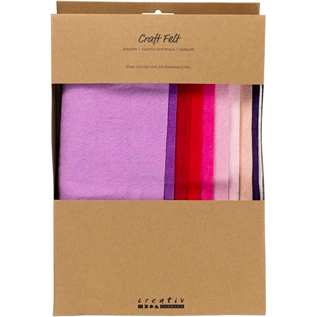Hobbyfilt - A4 210x297mm - 2mm - Lilla/Pink Harmoni - 10 stk