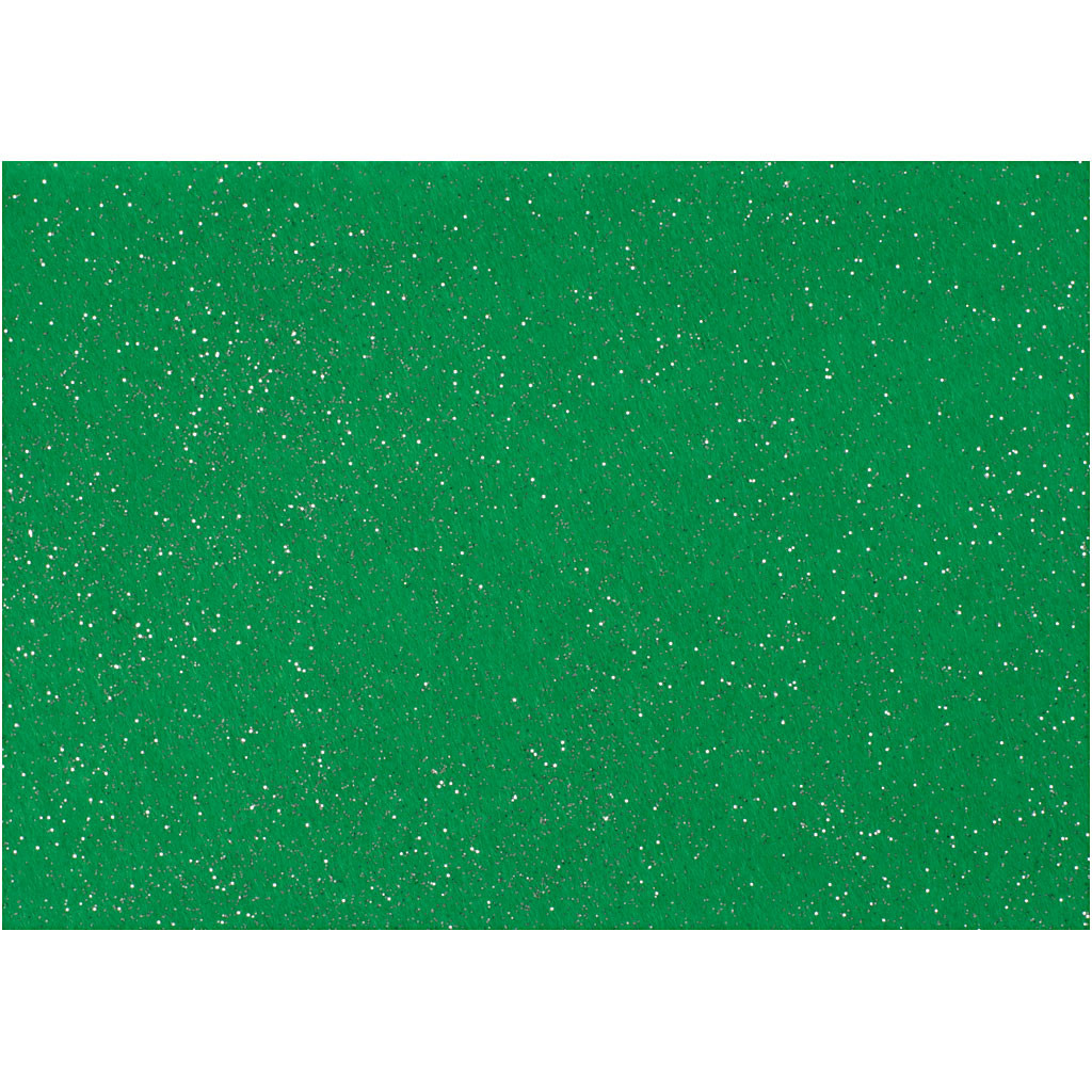 Hobbyfilt A4 21 x 30 cm tykkelse 1 mm grøn sølv glimmerdrys | 10 ark