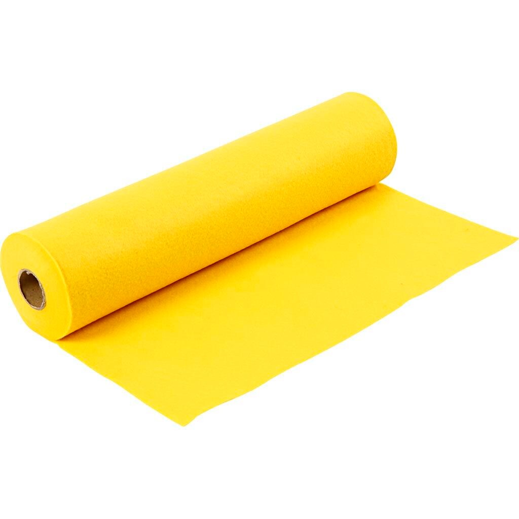 Hobbyfilt, B: 45 cm, tykkelse 1,5-2 mm, 180-200 g, gul, 5 m/ 1 rl.