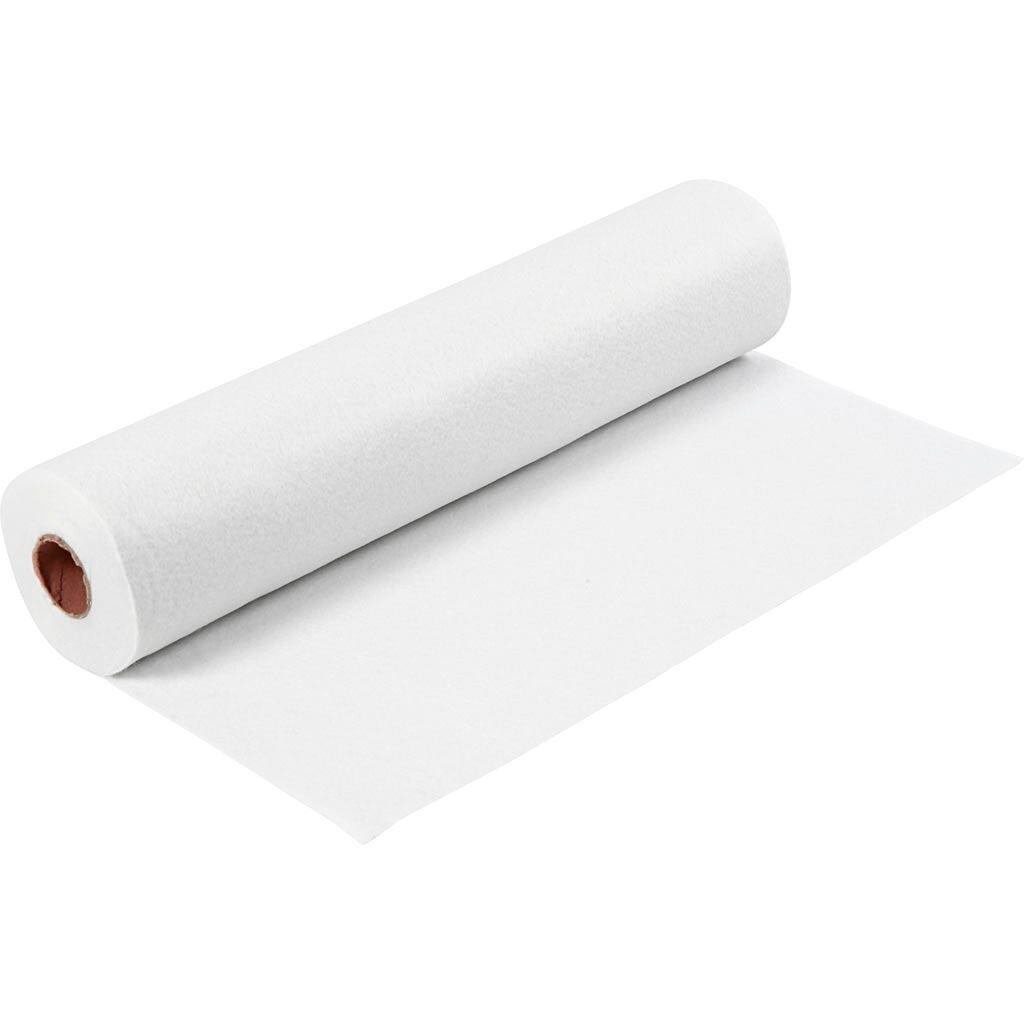 Hobbyfilt, B: 45 cm, tykkelse 1,5-2 mm, 180-200 g, hvid, 5 m/ 1 rl.