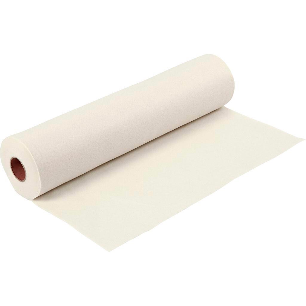 Hobbyfilt, B: 45 cm, tykkelse 1,5-2 mm, 180-200 g, råhvid, 5 m/ 1 rl.