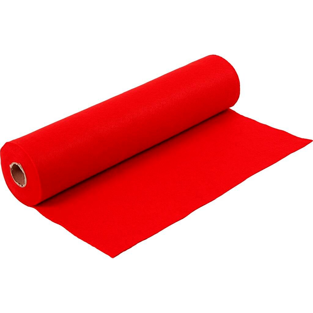 Hobbyfilt, B: 45 cm, tykkelse 1,5-2 mm, 180-200 g, rød, 5 m/ 1 rl.