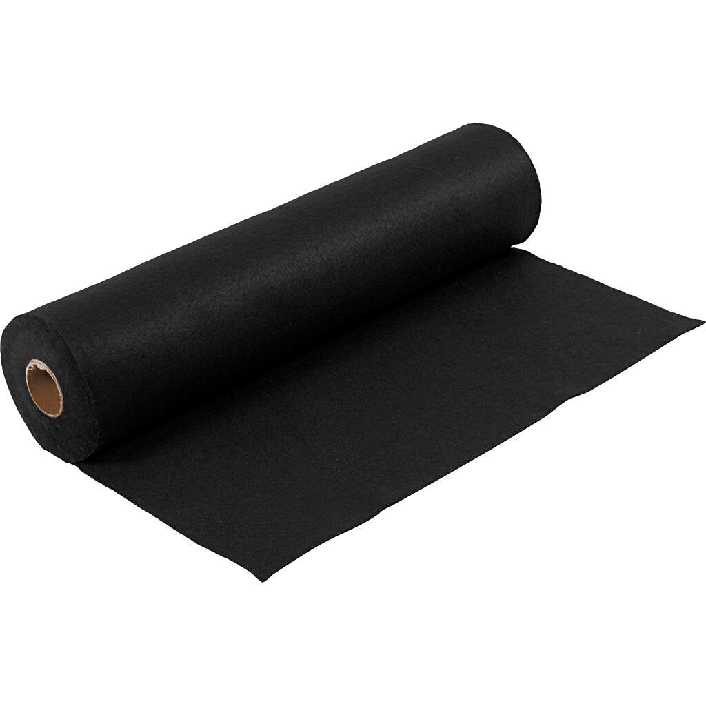 Hobbyfilt, B: 45 cm, tykkelse 1,5-2 mm, 180-200 g, sort, 5 m/ 1 rl.