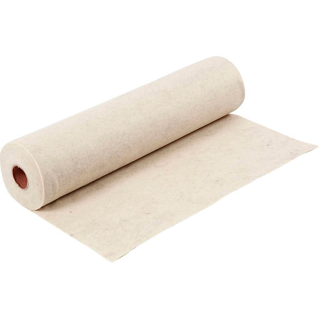 Hobbyfilt, B: 45 cm, tykkelse 1,5-2 mm, meleret, 180-200 g, råhvid, 5 m/ 1 rl.