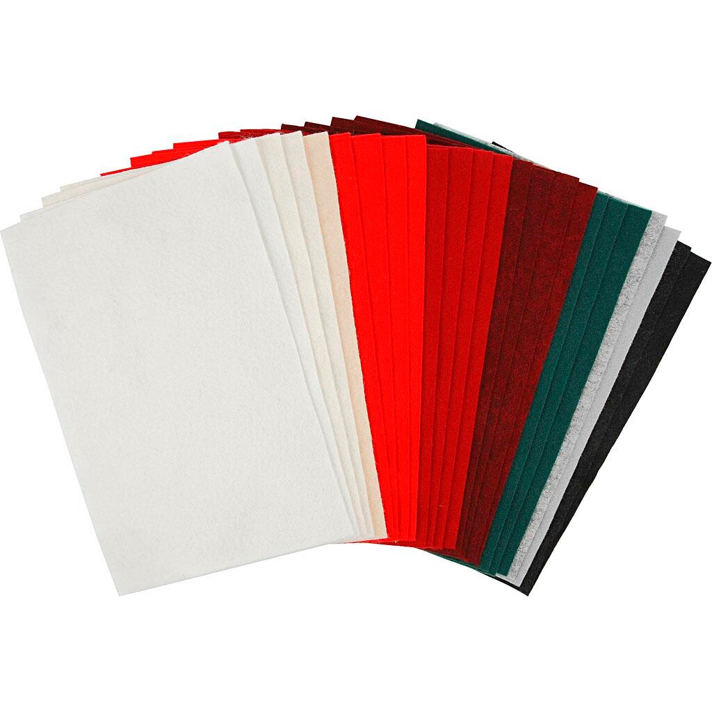 Hobbyfilt i ark 20 x 30 cm – 1,5 mm – 24 ark – Assorterede farver