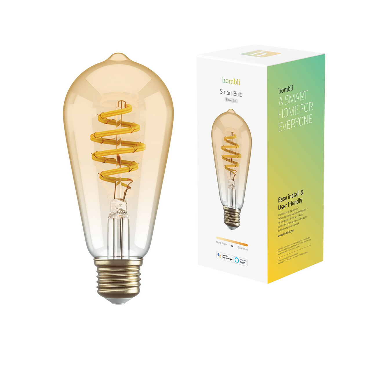 10 stk. Smart pære Hombli Smart Bulb ST64 CCT Filament (E27), Amber - Køb minimum 10 stk.