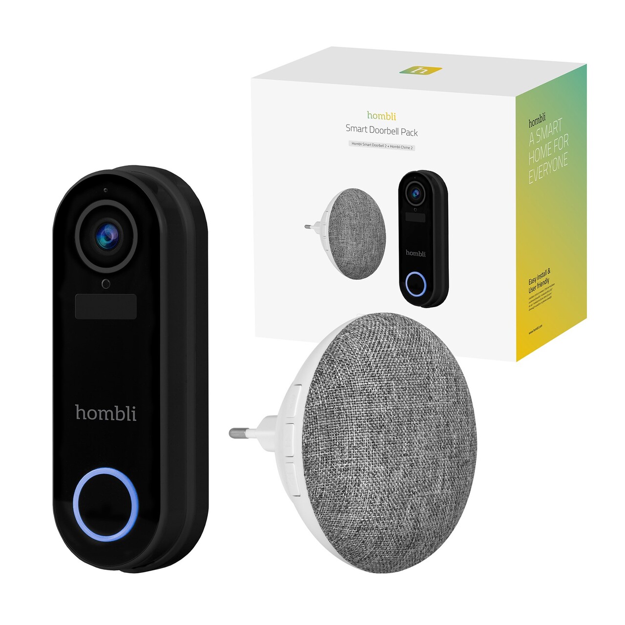 Dørklokke - Hombli Smart Doorbell 2 + Chime 2 - Kamera - WiFi - Sort