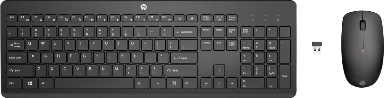 Tastatur og mus - HP 230 Wireless Desktop Set - Sort - Nordisk layout