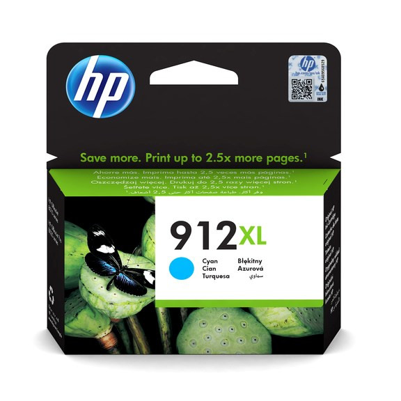 HP 912XL, Blækpatron, Cyan, 825 sider