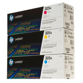 HP 305A Color LaserJet sampak cyan, gul og magenta - 3 tonere