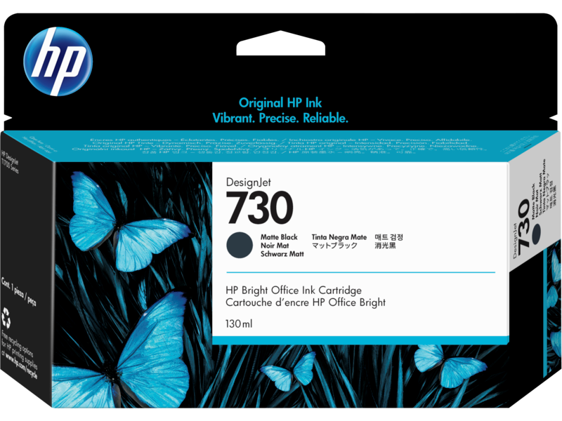 Blækpatron - HP 730 - Matsort - 130 ml