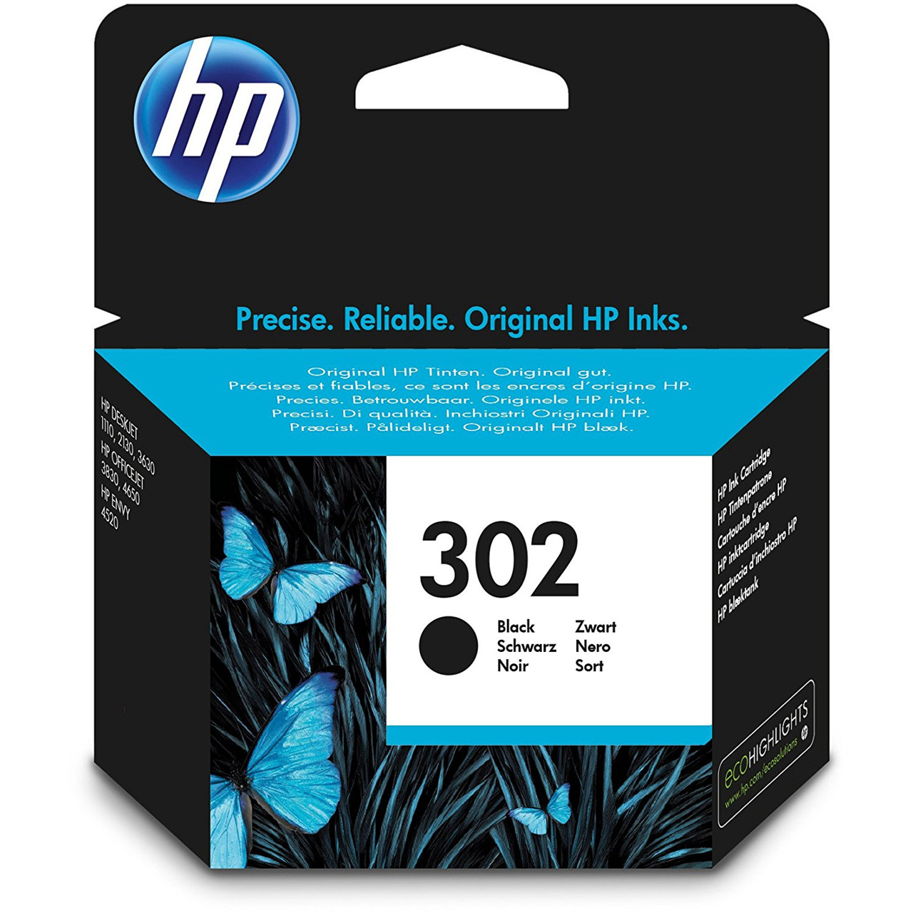 HP 302, Blækpatroner, Sort, 190 sider