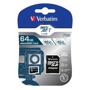 Hukommelseskort, Verbatim Micro SDXC Card PRO 64GB U3 with Adaptor