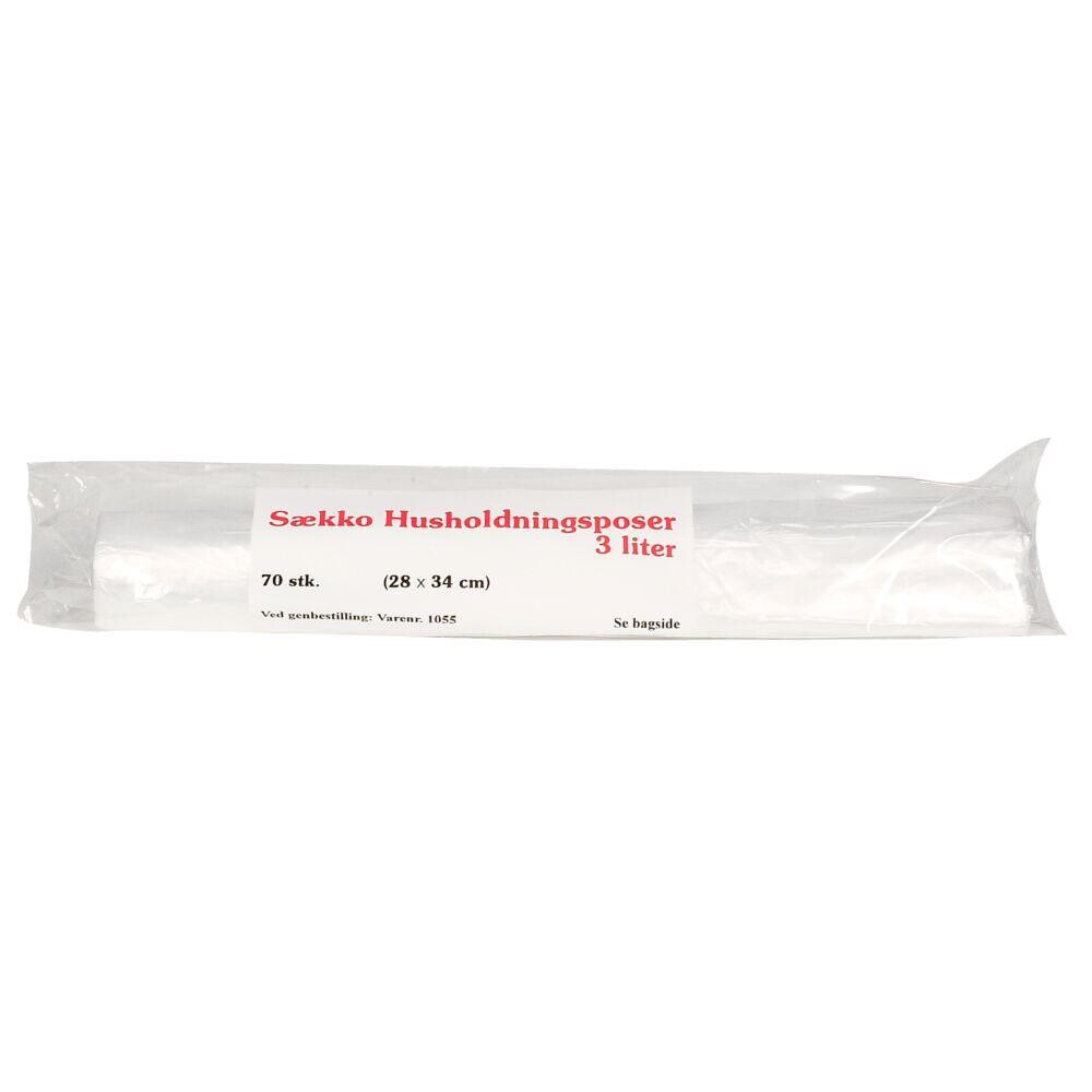 Husholdningsposer - 3L 28x34 cm - Klar HDPE - 70 poser pr. rulle - 50 ruller