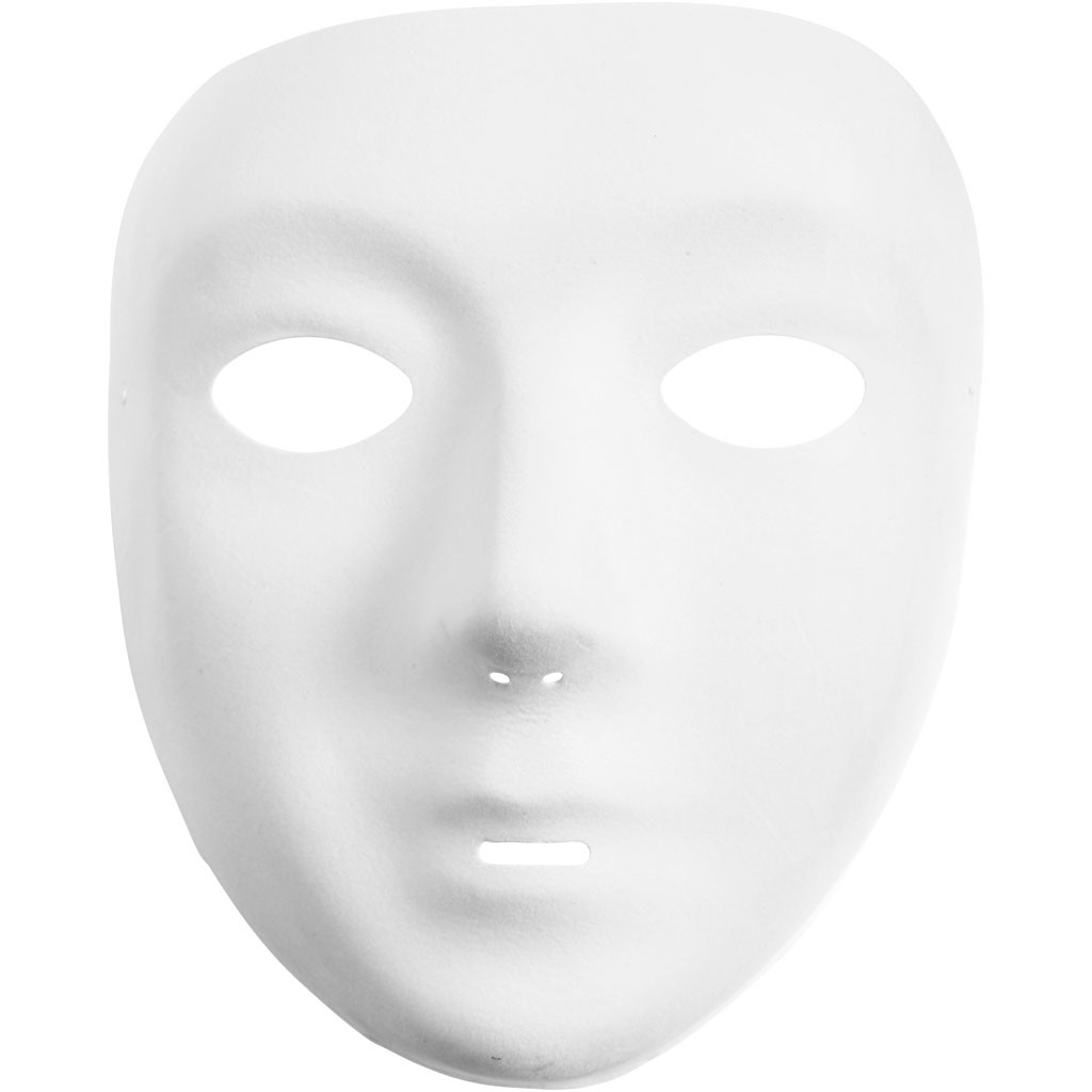 Hvid maske - 17,5 cm høj - 14 cm bred - 12 stk.