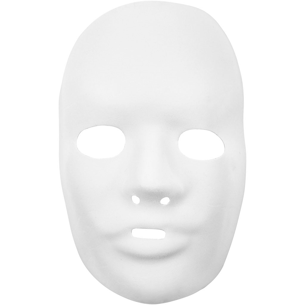 Hvid maske - Højde 24 cm - Bredde 15,5 cm - 12 stk.