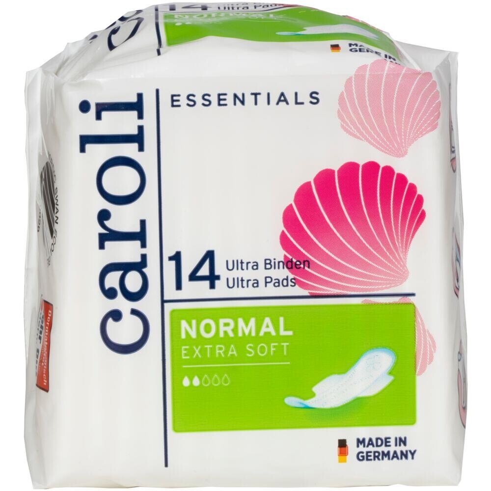 Hygiejnebind, Caroli, 22,5x9,5cm, hvid, Ultra Pads, Normal, med vinger, enkeltpakket - 12 pakker