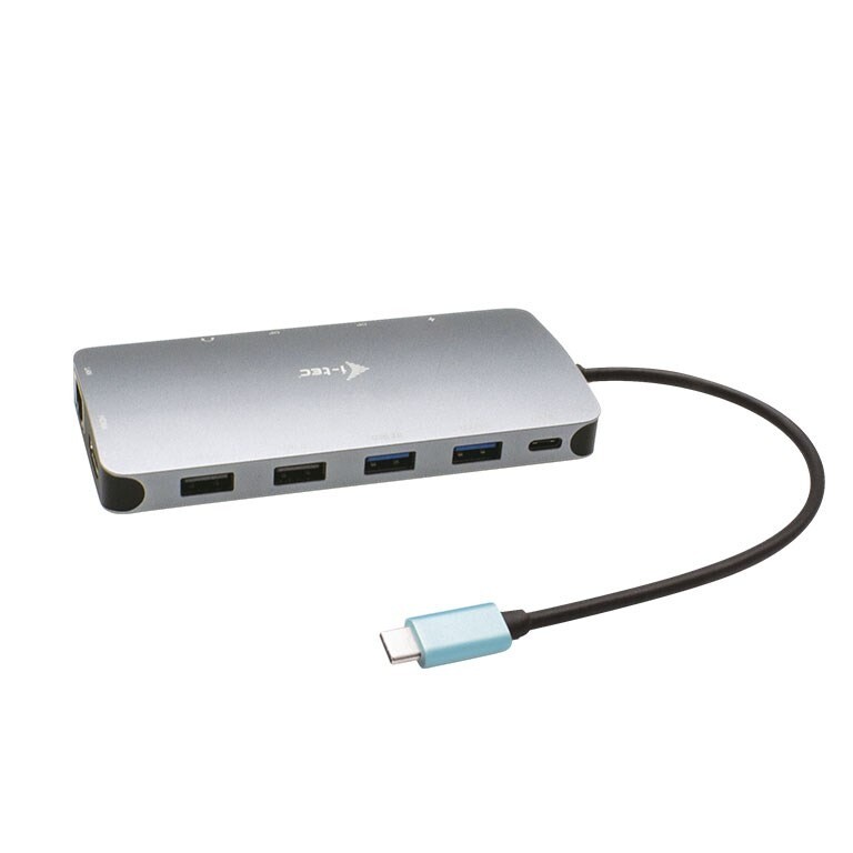Dockingstation, i-tec, USB-C trav dock 2xDP 1xHDMI 4xUSB-A 1xUSB-C + PD 100W GLAN, grå