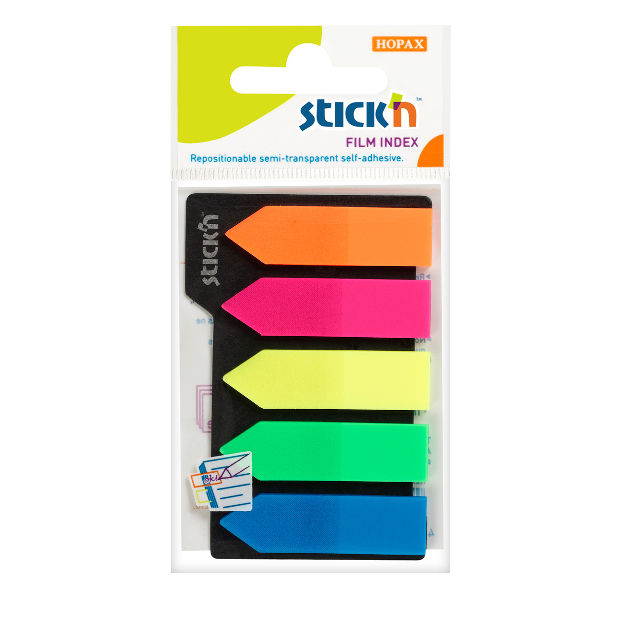 Indexfaner Stick'N PP 5 ass. neon farver 45x12mm 5x25stk