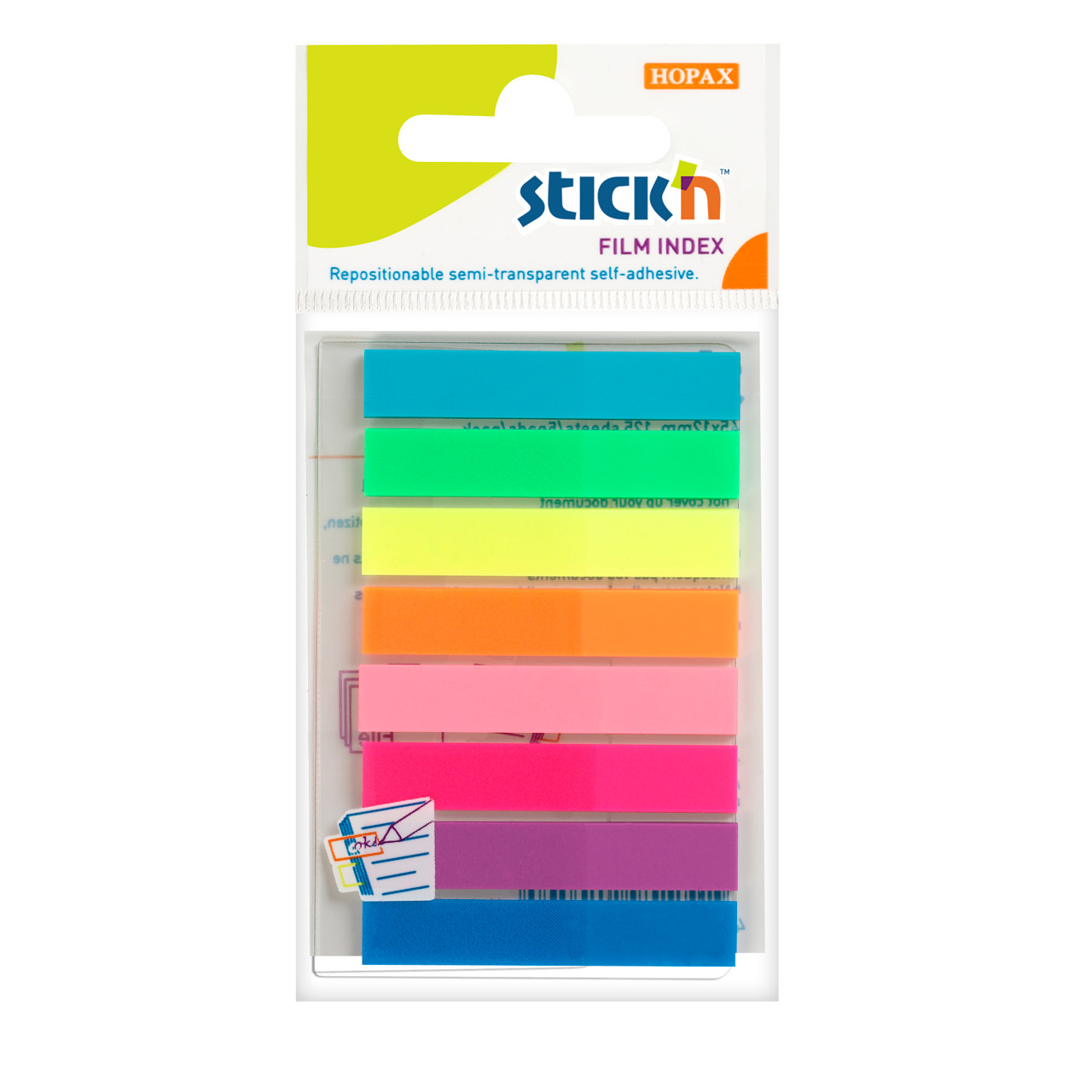 Indeksfaner - Stick'N - 45 x 8 mm - Neonfarver - 160 stk.
