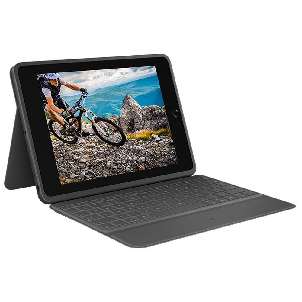 iPad Cover med tastatur Logitech Rugged Folio (7th generation), Graphite (Nordisk tastatur)