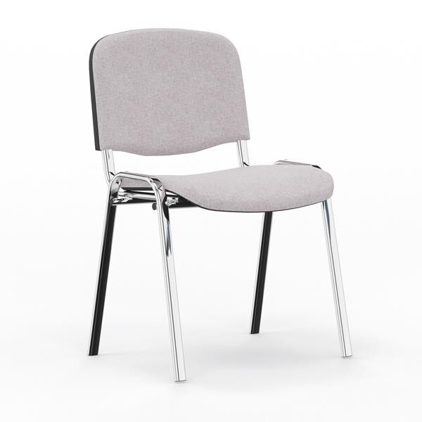 Iso stol, Lys grå med krom stoleben