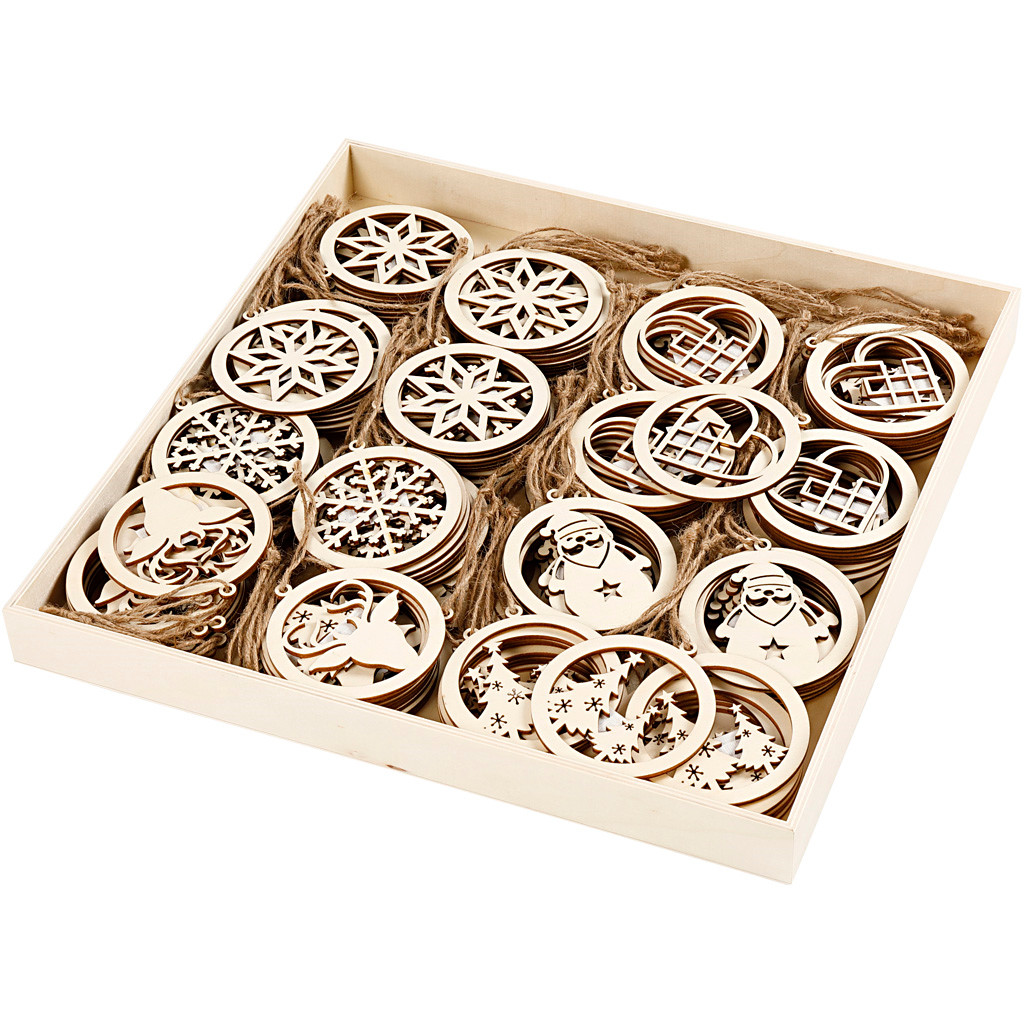 Juleophæng diameter 8 cm tykkelse 0,3 cm krydsfiner | 144 stk.