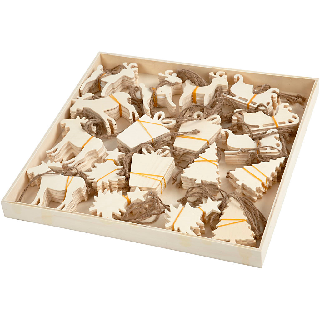 Juleophæng størrelse 7-9 cm tykkelse 4 mm krydsfiner | 90 stk.
