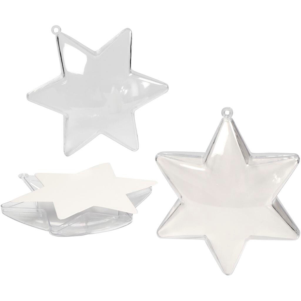 Julestjerner - Deko højde 10 cm transparent - 5 stk