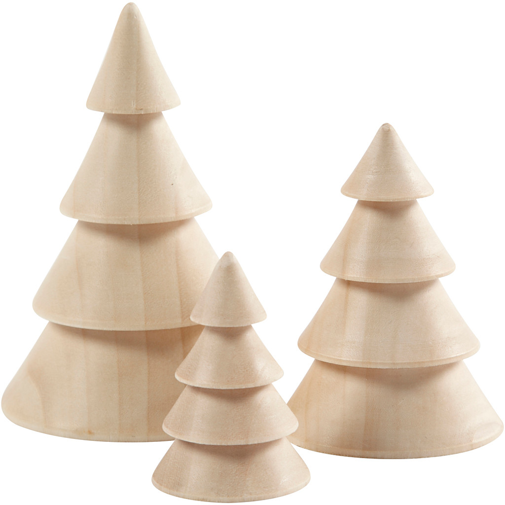 Træ juletræ højde 5 + 7,5 + 10 cm diameter 3,5 + 5,4 + 6,7 cm kejsertræ | 3 stk