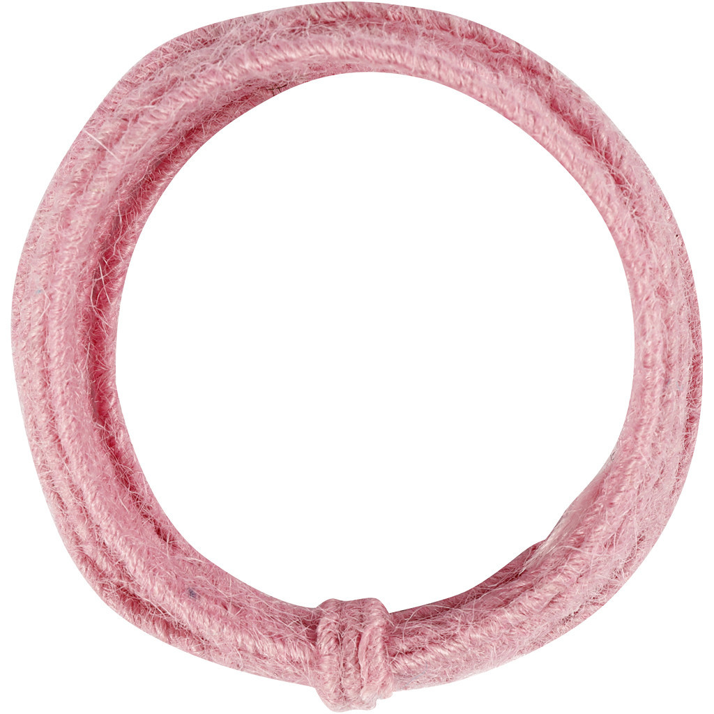 Ståltråd med jutesnor, tykkelse 2-4 mm, pink, 3m