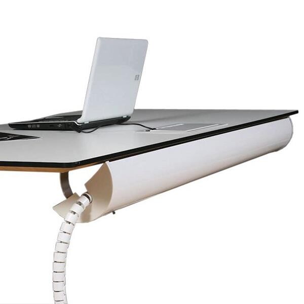Kabelskjuler Halfpipe til bord, Hvid Justerbar