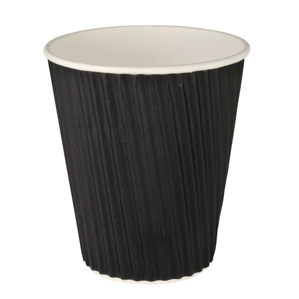 Kaffebæger, 11cm, Ø9cm, 36 cl, 40 cl, sort, pap/PE, 12 oz, ripple wall light - 500 stk
