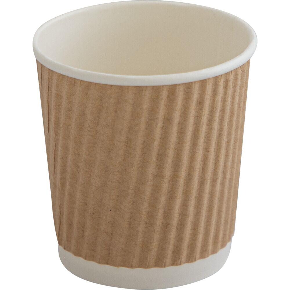 Engangs kaffekrus, 6,4cm, Ø6,2cm, 10 cl, brun, PE pap, 4 oz, Ripple Wall - 1000 stk
