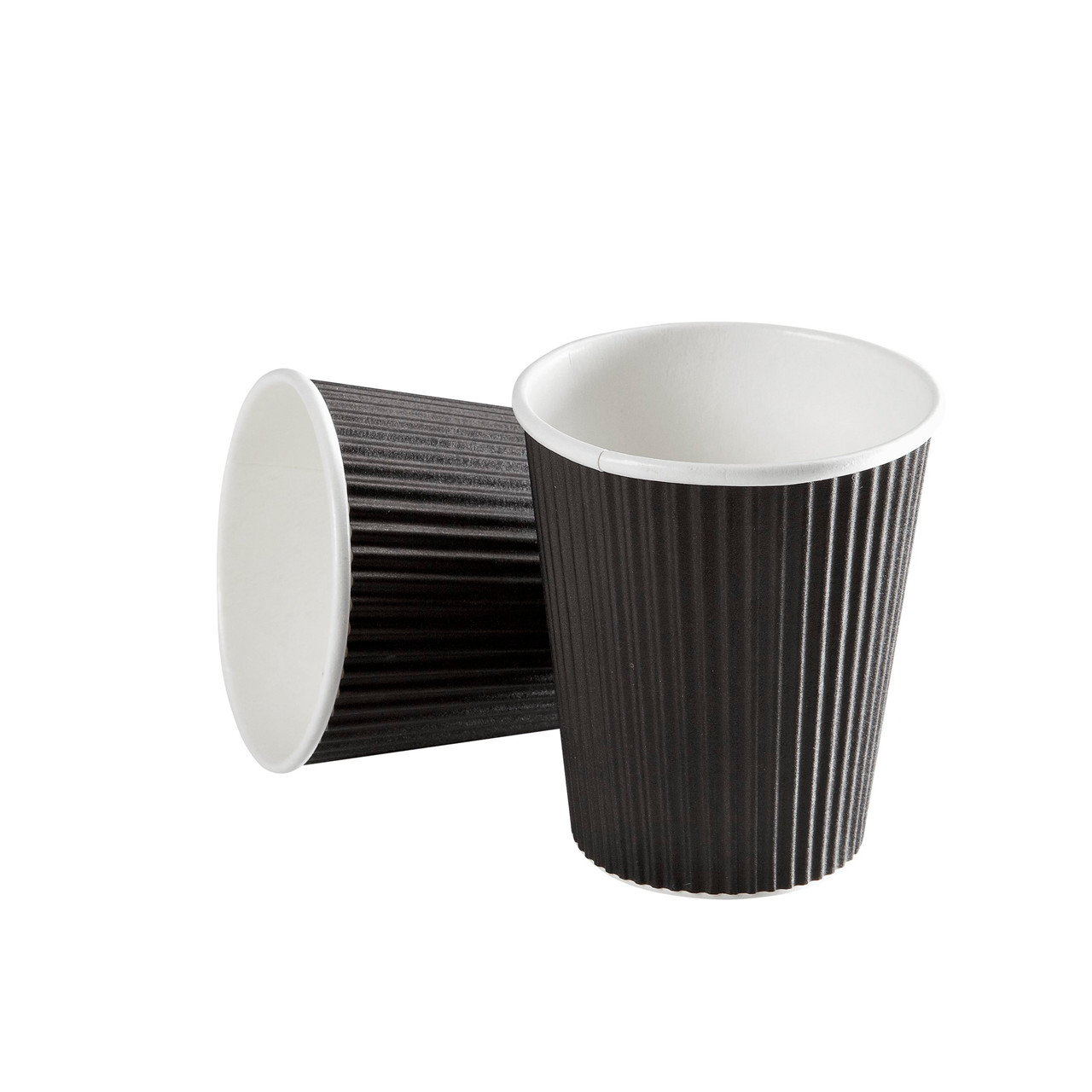 Papkrus Kaffebæger sort Ripple Wall pap 25 cl - 875 stk
