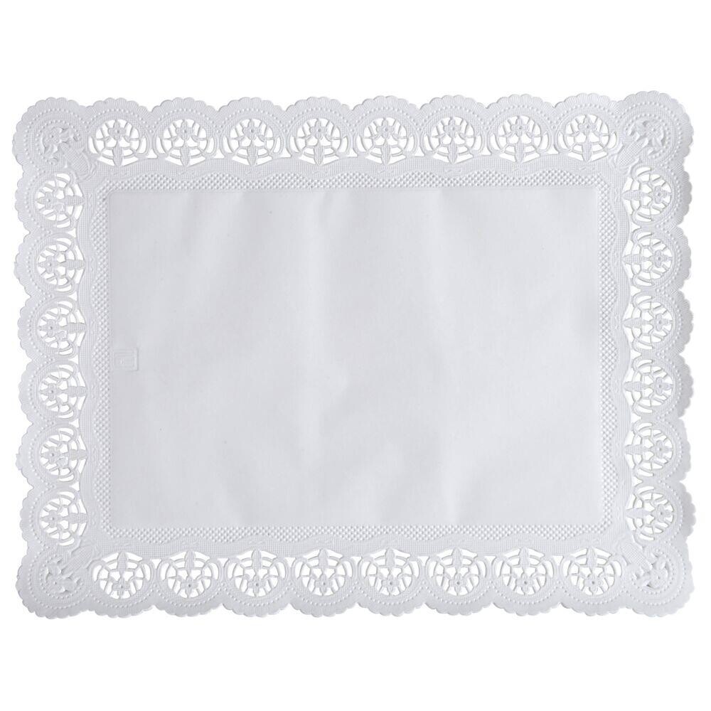 Kagepapir, hvid, rektangulær, udhugget, papir, 34x26 cm - 2000 stk