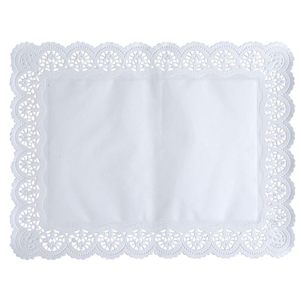 Kagepapir, hvid, rektangulær, udhugget, papir, 40x30 cm - 100 stk