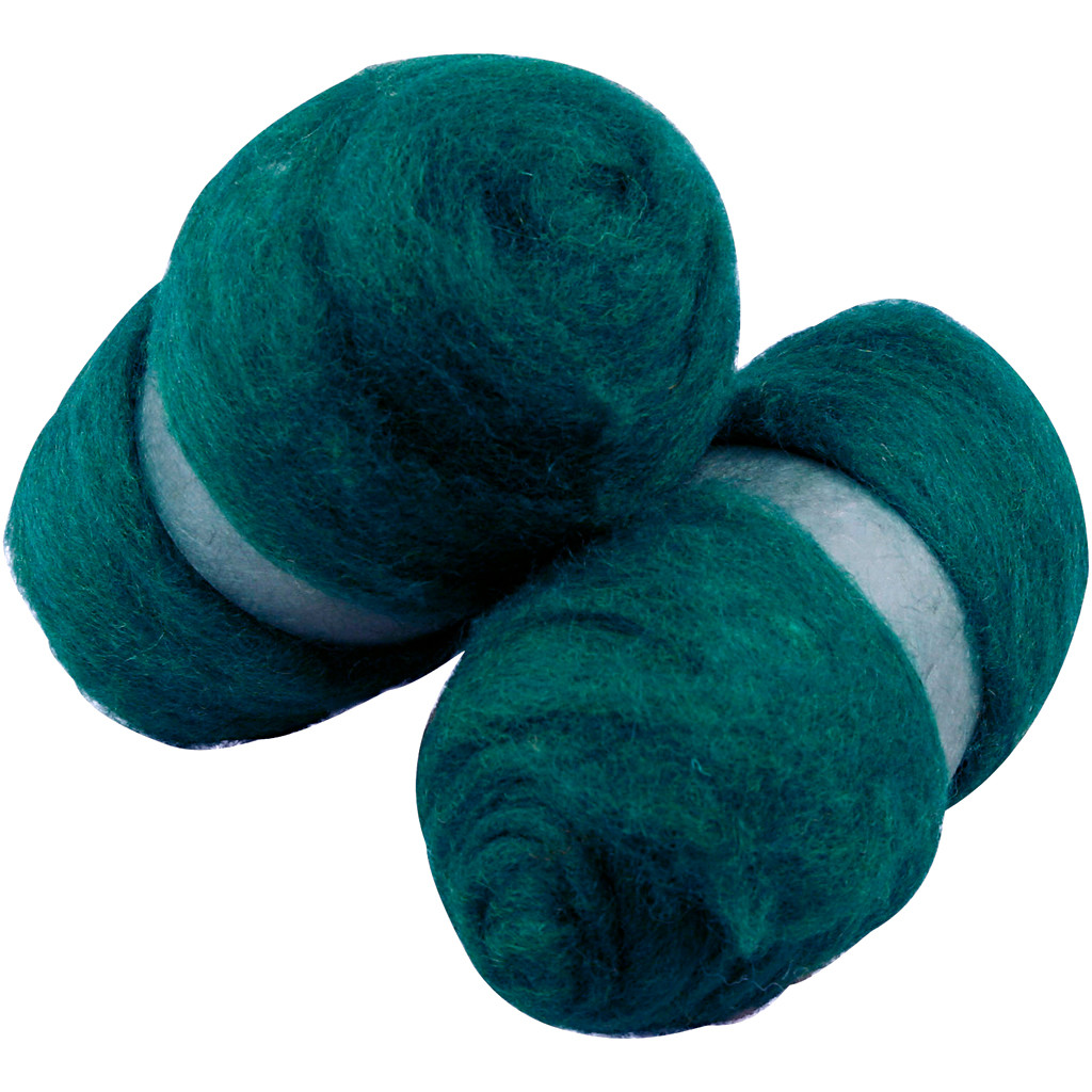 Kartet uld, grøn, 2x100g