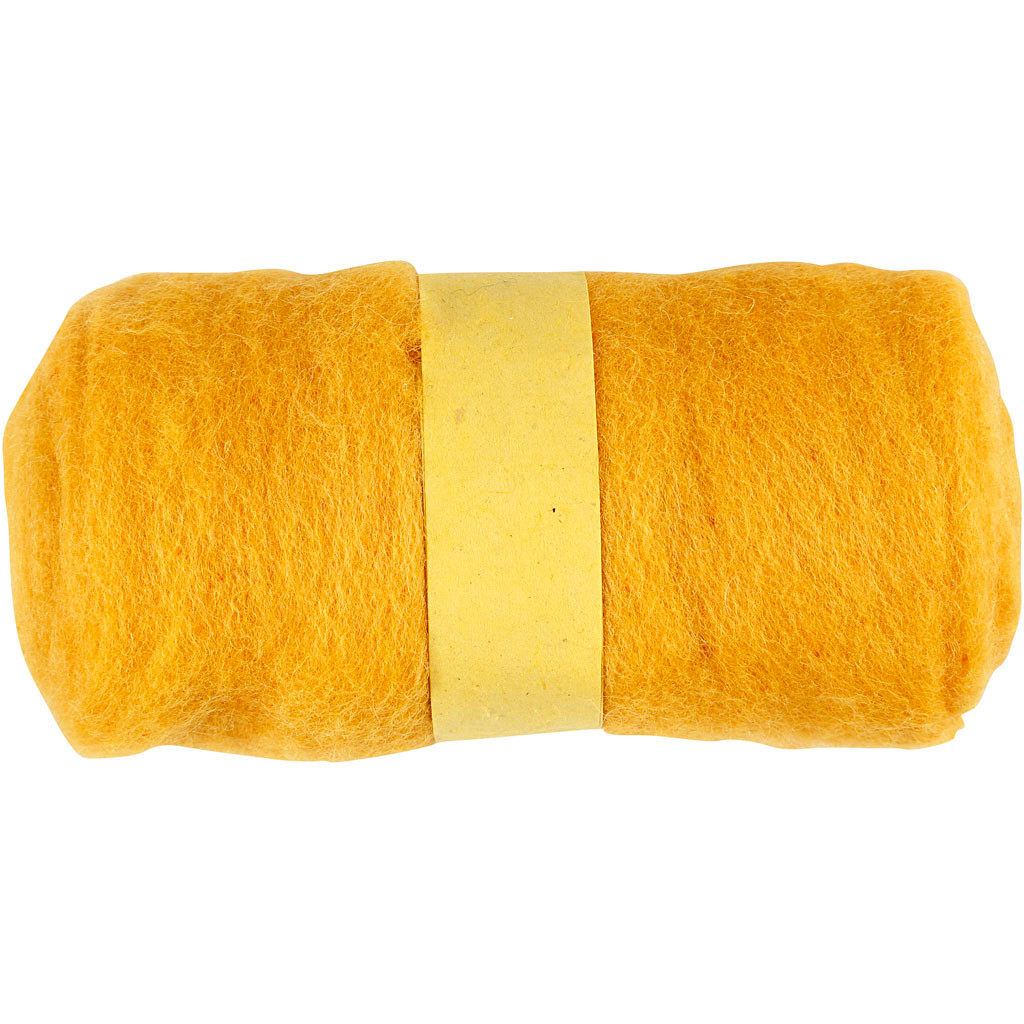 Kartet uld - Gul - 100 g
