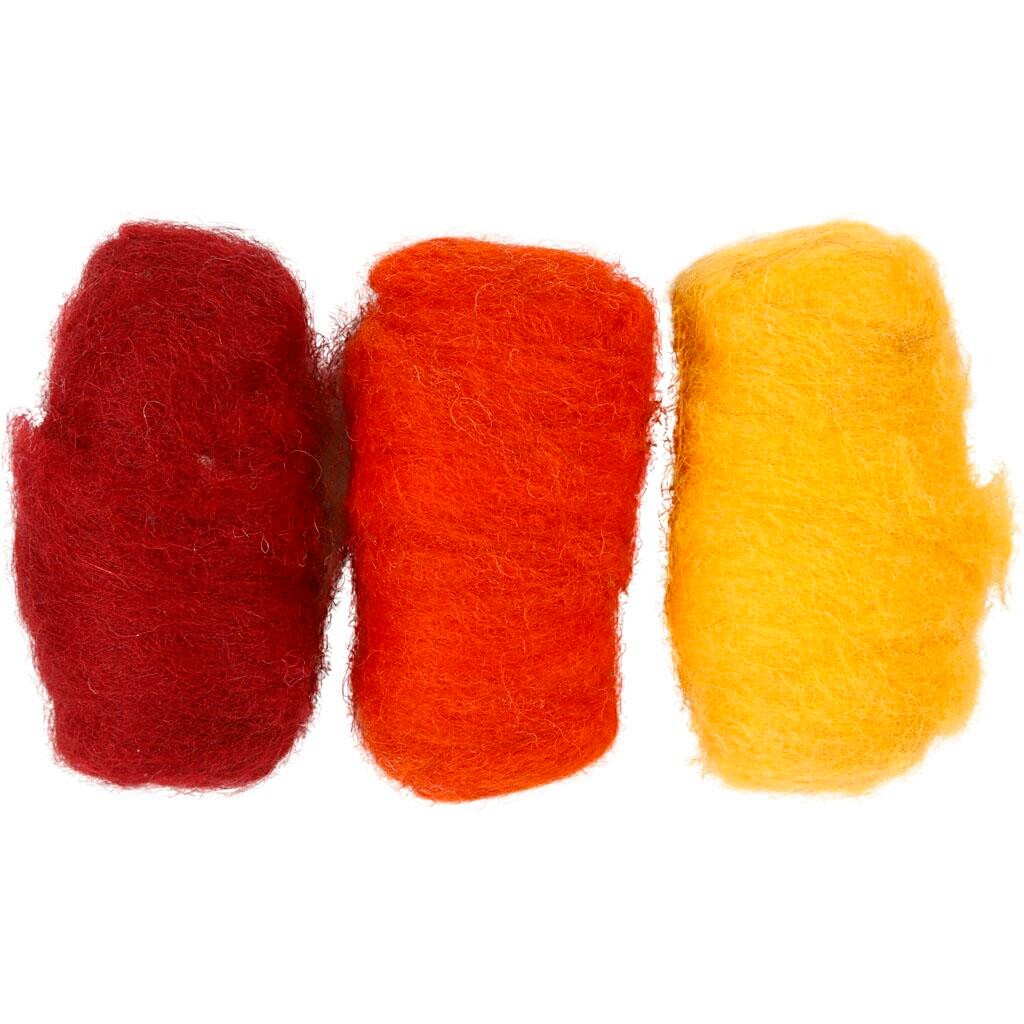Kartet uld gul/orange harmoni - 3 x 10 gram