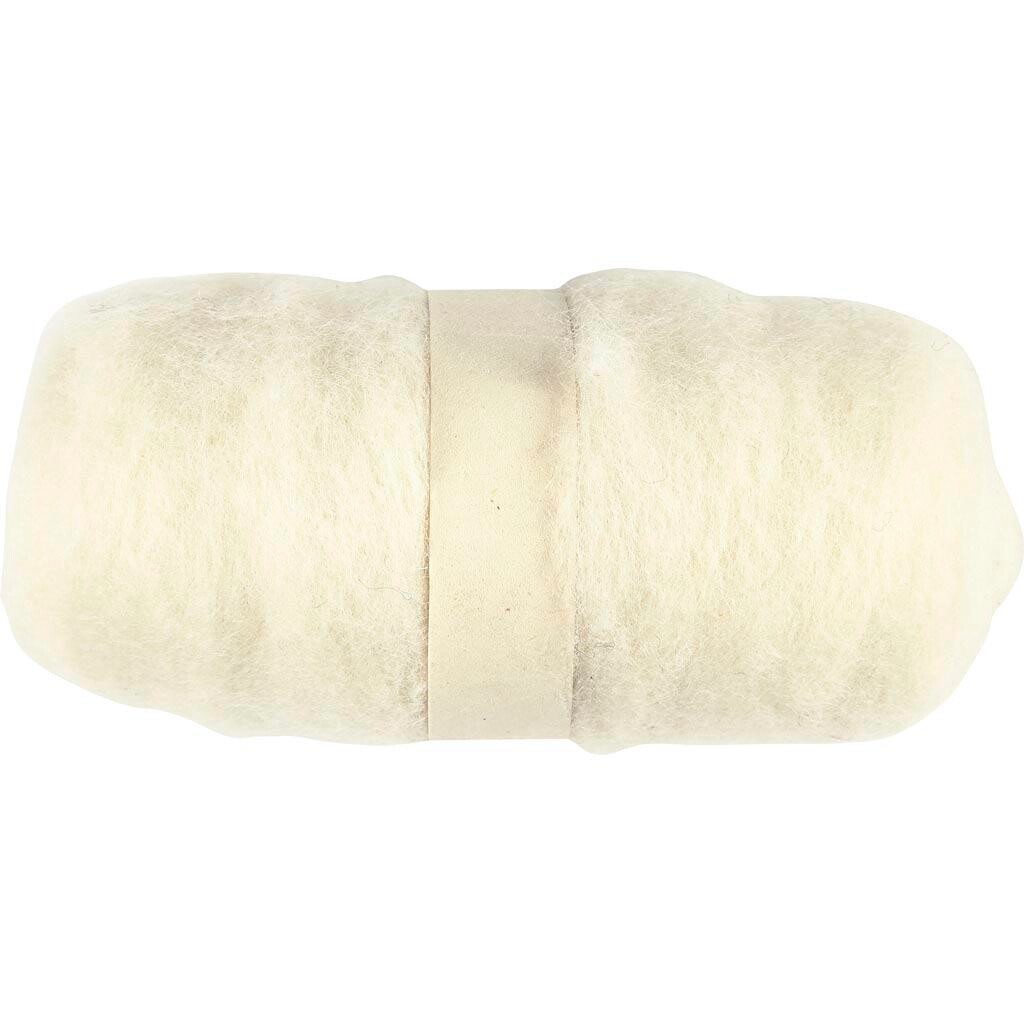 Kartet Uld, hvid, 100 g/ 1 bdt.