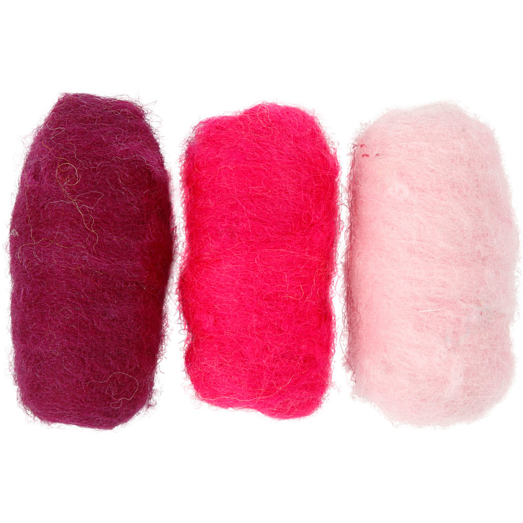 Kartet uld, lilla/pink harmoni, 3x10g