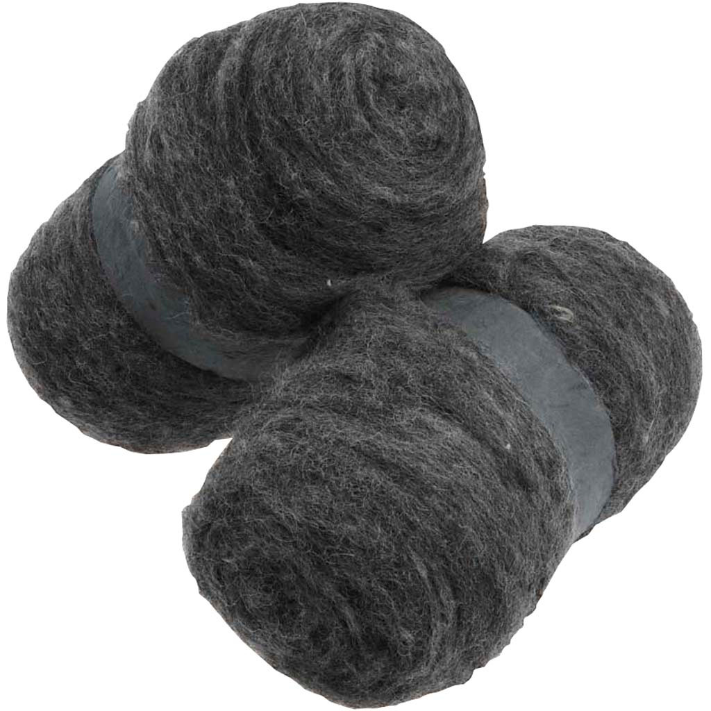 Kartet uld - Naturgrå - 2 x 100 g