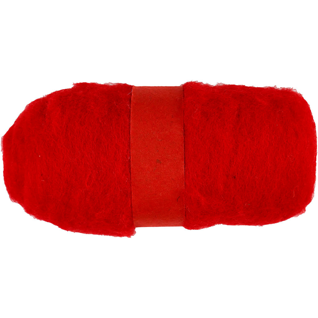 Kartet uld rød | 100 gram