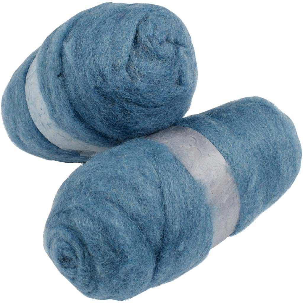 Kartet uld, skyblå, 2x100g